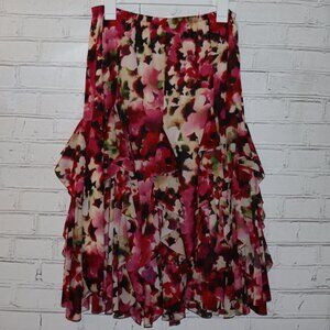 🌺🖤 Focus 2000 Layered Floral Skirt · Size 8